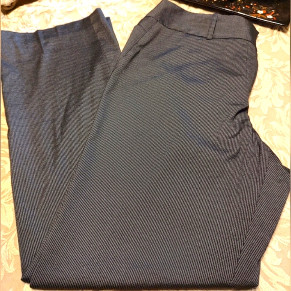 🖤Stunning Vintage Anne Klein Black & White Pinstripe Platinum Slacks Pants - 12 - Picture 1 of 12